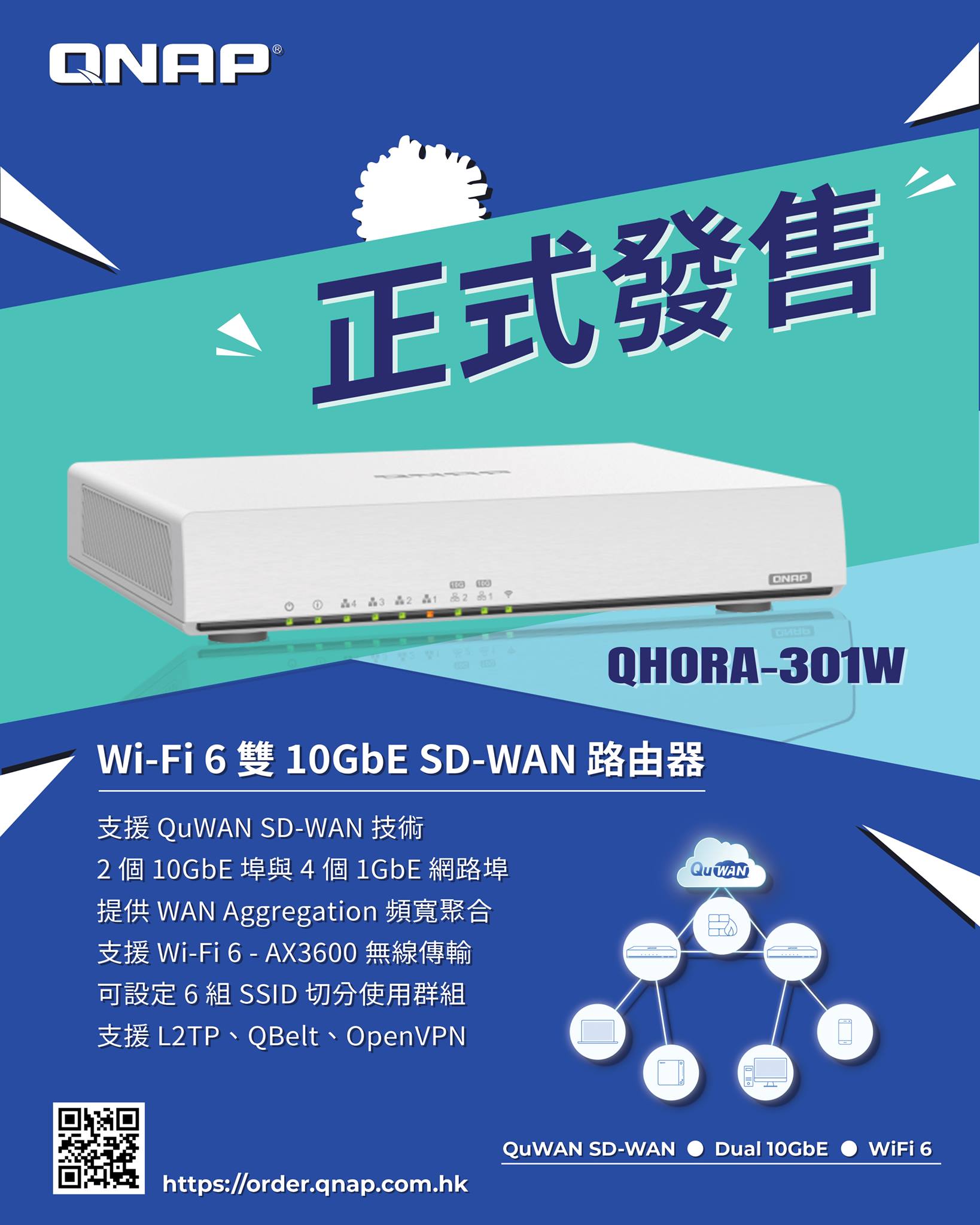 受注生産品 Areruya storeQNAP キューナップ Wi-Fi6 および デュアル 10GbE ポート 搭載SD-WANルーター QHora- 301W pillasport.ru